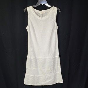 Palo Borracho 100% Linen Sleeveless Dress Women Sz L Boho White BlitzModa Italy
